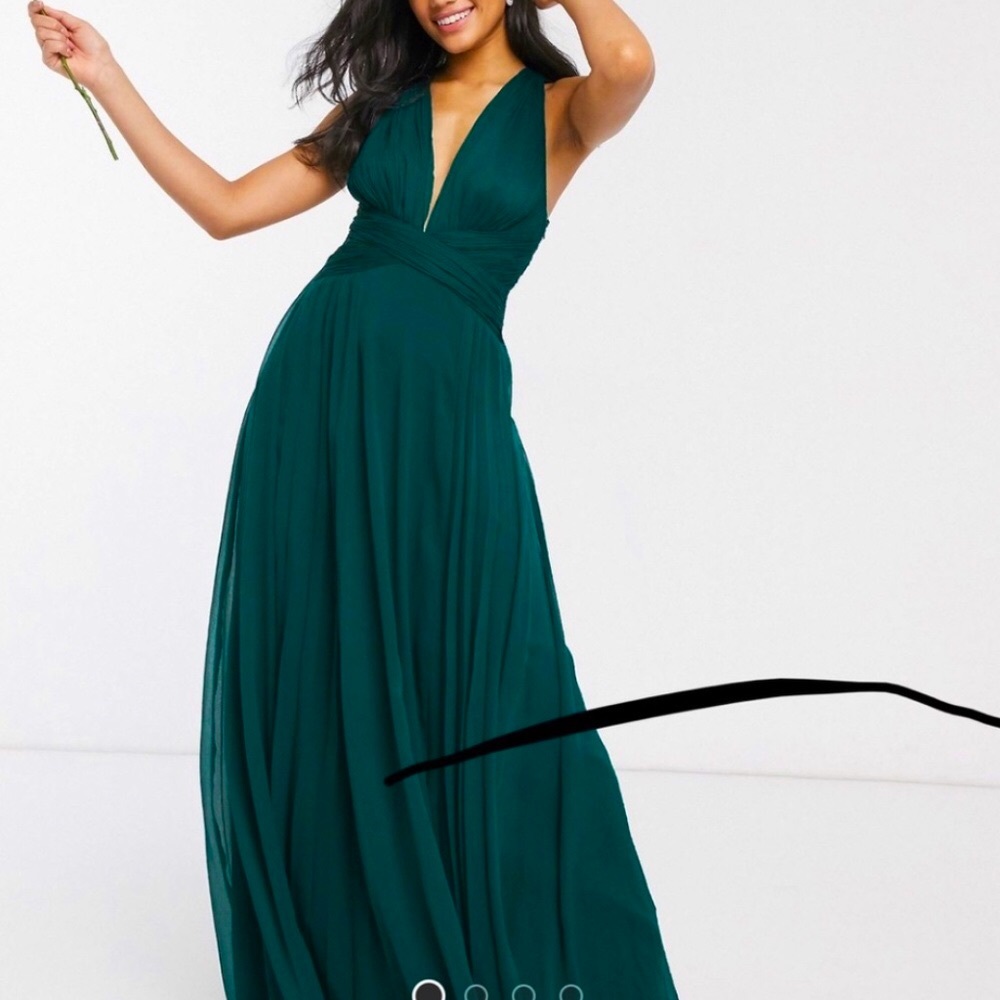 ASOS | Dark Green Gown | Wrap V-Neck Bridesmaids Dress